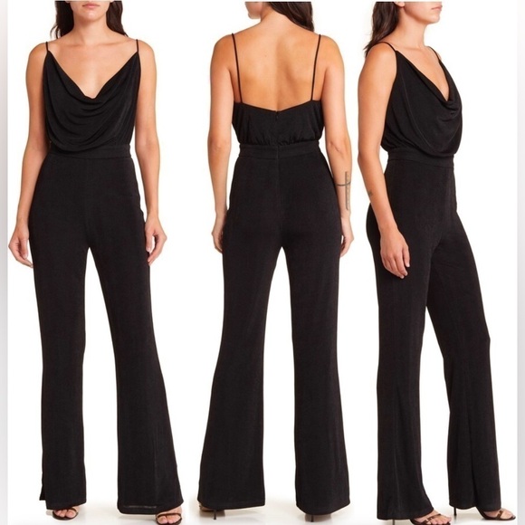 Misha Pants - Misha Moira Cowl Neck Jumpsuit in Black Size 8 Revolve